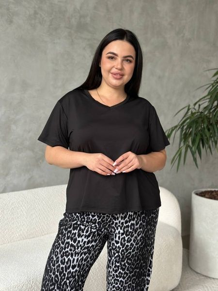 Жіноча піжама PLUS SIZE з леопардовим принтом, комплект для дому DO3164-XL фото