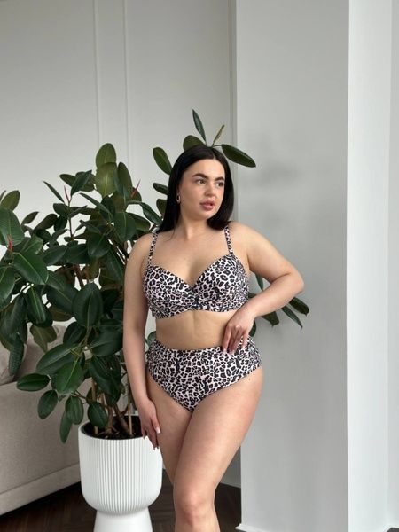 Жіночий роздільний леопардовий купальник PLUS SIZE з поролоновою чашкою SW3596 фото