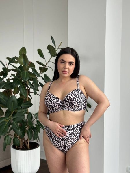 Жіночий роздільний леопардовий купальник PLUS SIZE з поролоновою чашкою SW3596 фото