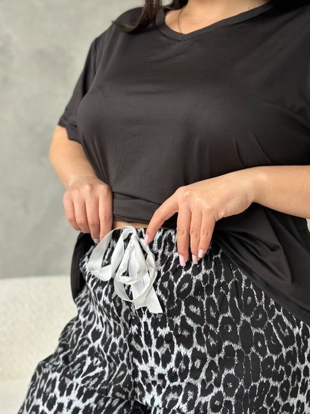 Жіноча піжама PLUS SIZE з леопардовим принтом, комплект для дому DO3164-XL фото