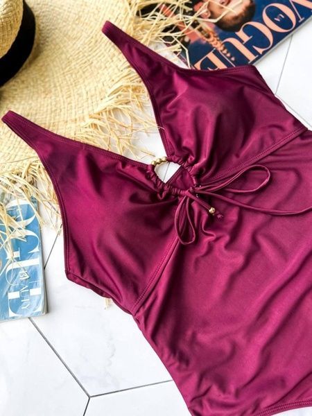 Суцільний купальний PLUS SIZE з підтримкою грудей в кольорі бордо SW1377-L фото