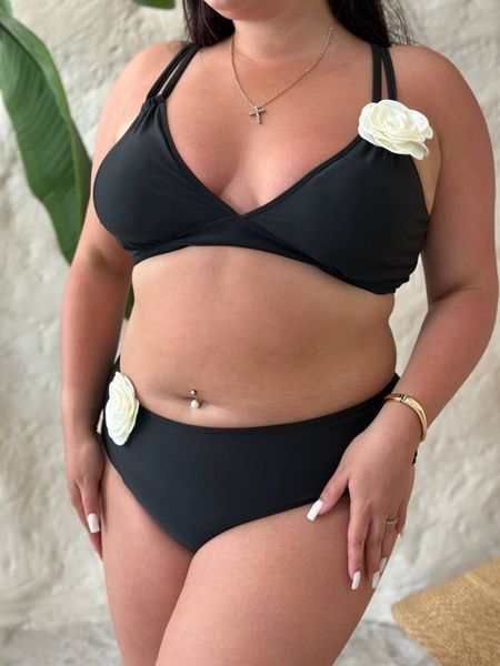 Купальник PLUS SIZE із квітами на топові та трусиках SW4109 фото