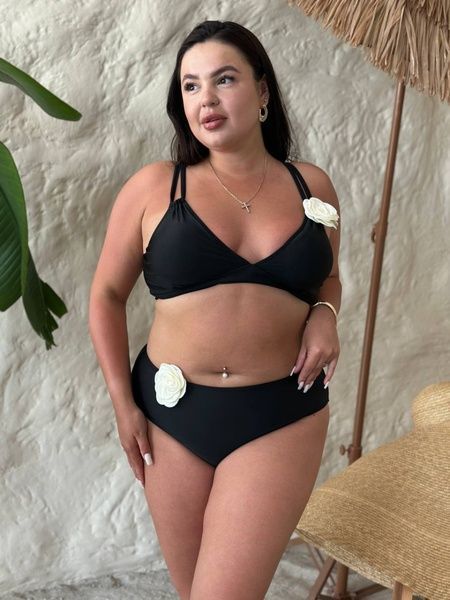 Купальник PLUS SIZE із квітами на топові та трусиках SW4109 фото