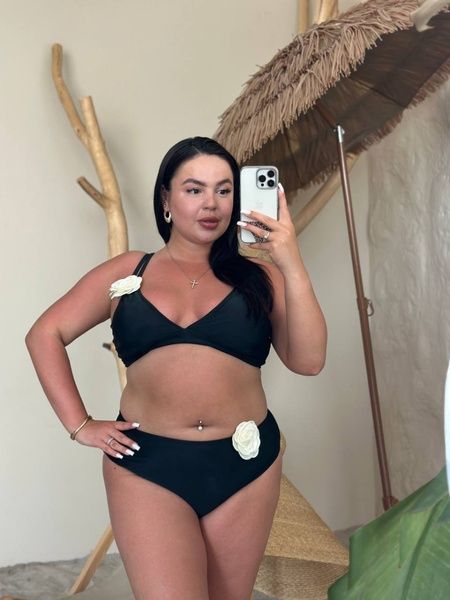 Купальник PLUS SIZE із квітами на топові та трусиках SW4109 фото