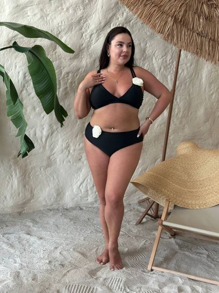Купальник PLUS SIZE із квітами на топові та трусиках SW4109-2XL фото