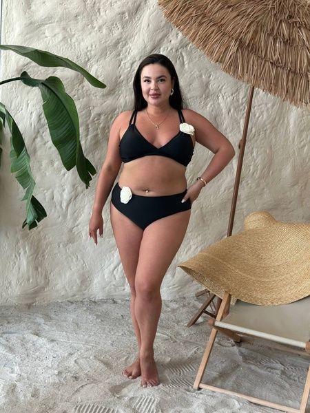 Купальник PLUS SIZE із квітами на топові та трусиках SW4109-2XL фото