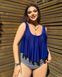 Роздільний синій купальник PLUS SIZE з високими плавками в смужку з утяжкою SW1235/1-5XL фото 1