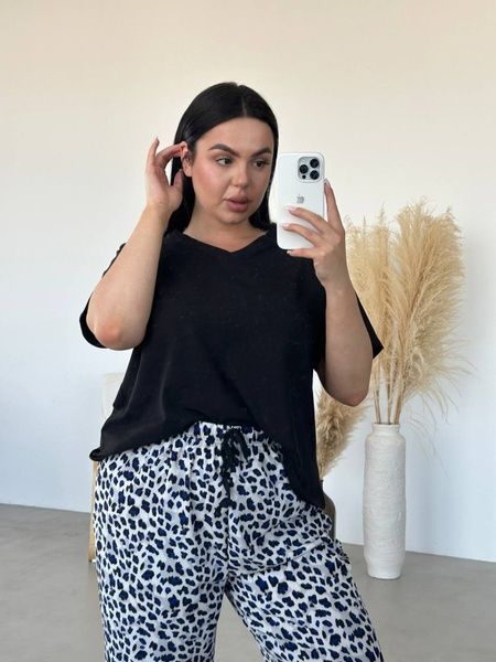 Чорна жіноча піжама з леопардовим принтом PLUS SIZE DO2839-L/XL фото