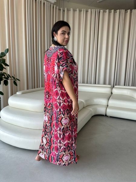 Легка максі сукня-туніка рожева PLUS SIZE для відпочинку SW674-універсальний фото