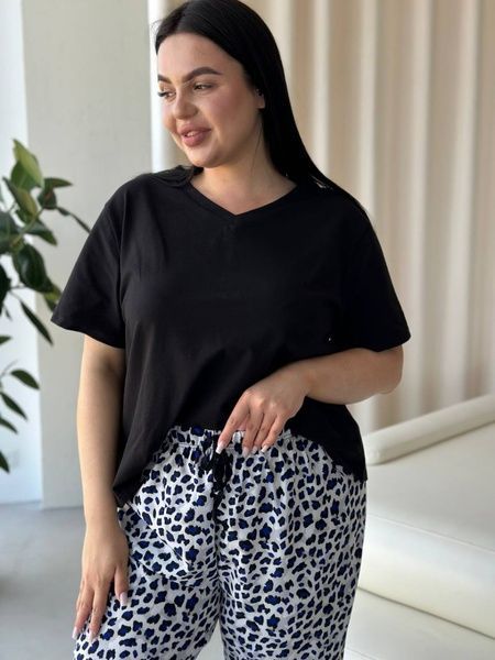 Чорна жіноча піжама з леопардовим принтом PLUS SIZE DO2839-L/XL фото