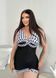Чорно-білий купальник танкіні PLUS SIZE з тяжкою та шортиками роздільний купальник чорний SW1487 SW1487-4XL фото 1