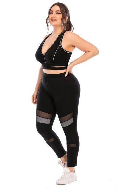 Фітнес костюм plus size з вставками з сітки FS1665-L фото