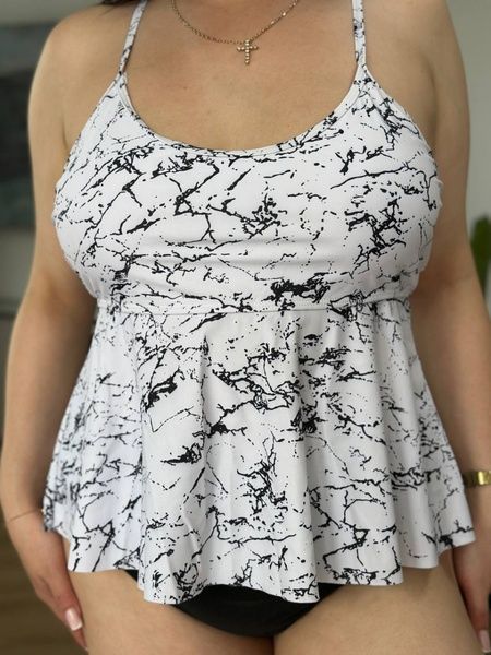 Чорно-білий купальник танкіні PLUS SIZE SW1484-3XL фото