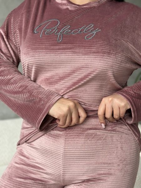 Розкішний домашній костюм піжама PLUS SIZE з велюру DO9300-2XL фото