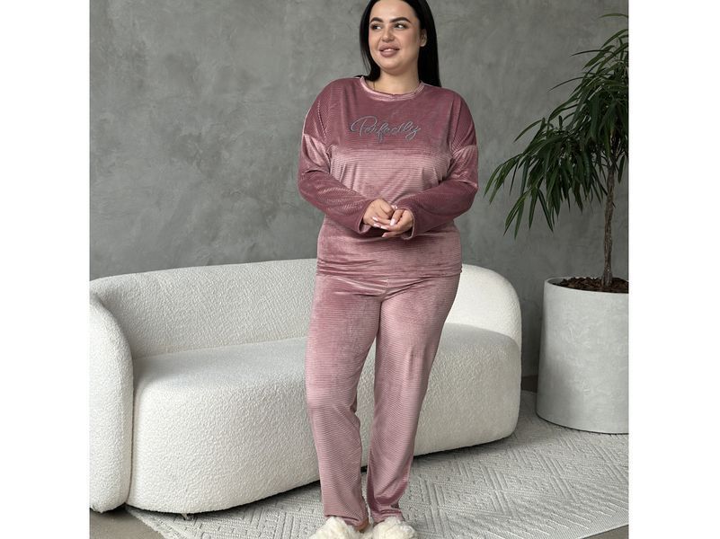 Розкішний домашній костюм піжама PLUS SIZE з велюру DO9300-2XL фото