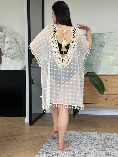 Пляжна бежева жіноча туніка PLUS SIZE SW3667-універсальний фото