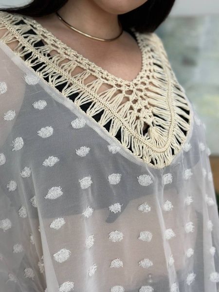 Пляжна бежева жіноча туніка PLUS SIZE SW3667-універсальний фото