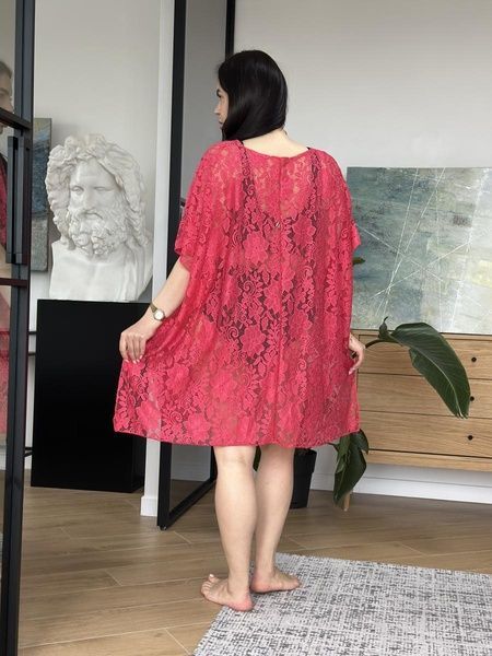 Пляжна рожева мереживна туніка PLUS SIZE SW1112/1-універсальний фото