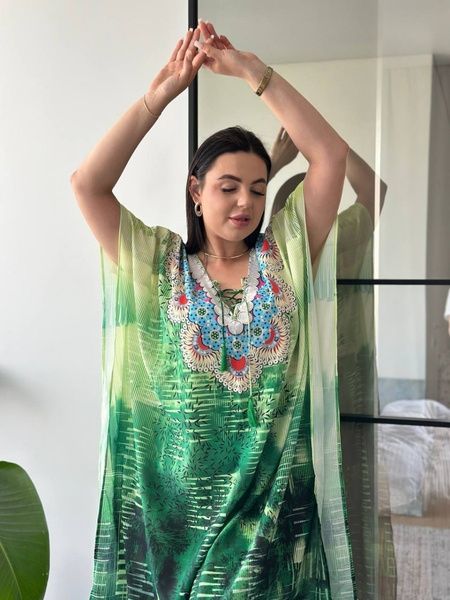 Сукня-туніка з орнаментом зелена PLUS SIZE SW3531-універсальний фото
