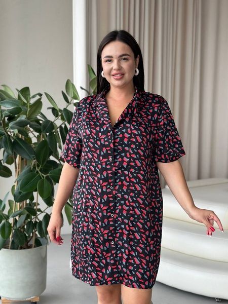 Шовкова сорочка на ґудзиках для дому PLUS SIZE DO3512-2XL фото