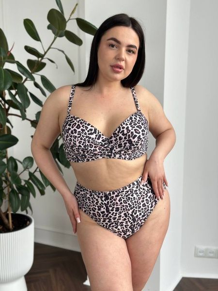 Жіночий роздільний леопардовий купальник PLUS SIZE з поролоновою чашкою SW3596-4XL фото