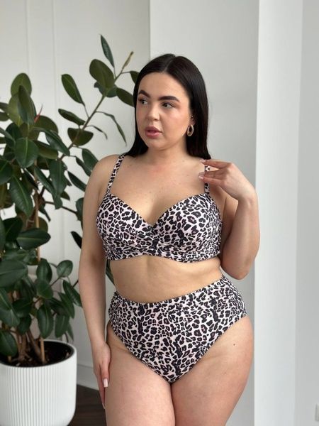 Жіночий роздільний леопардовий купальник PLUS SIZE з поролоновою чашкою SW3596-4XL фото