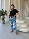 Жіноча піжама з чорною футболкою та яскравим синім принтом PLUS SIZE DO2846-XL фото 2