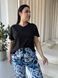 Жіноча піжама з чорною футболкою та яскравим синім принтом PLUS SIZE DO2846-XL фото 7