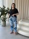 Жіноча піжама з чорною футболкою та яскравим синім принтом PLUS SIZE DO2846-XL фото 6