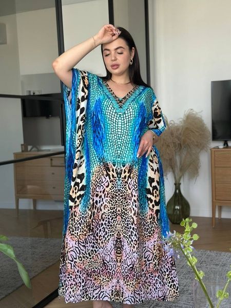 Сукня-туніка леопардовий принт синя PLUS SIZE SW679-універсальний фото