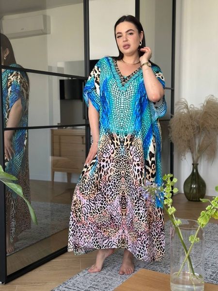 Сукня-туніка леопардовий принт синя PLUS SIZE SW679-універсальний фото