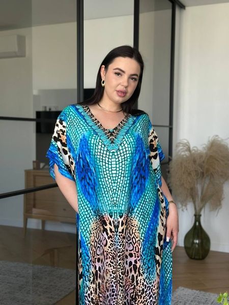 Сукня-туніка леопардовий принт синя PLUS SIZE SW679-універсальний фото