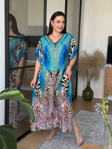 Сукня-туніка леопардовий принт синя PLUS SIZE SW679-універсальний фото
