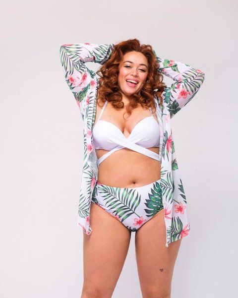 Роздільний купальник PLUS SIZE з тунікою в тропічному принті SW1384/1-XL фото