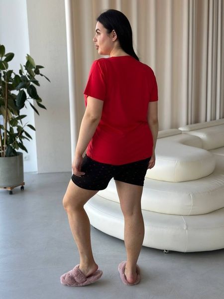 Домашній одяг, червона піжама з шортами PLUS SIZE DO2940-2XL фото