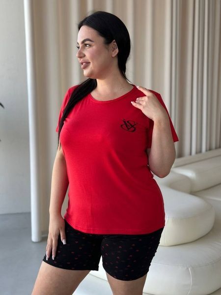 Домашній одяг, червона піжама з шортами PLUS SIZE DO2940-2XL фото