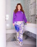 Фіолетова піжама з яскравим візерунком PLUS SIZE DO2073-L/XL фото