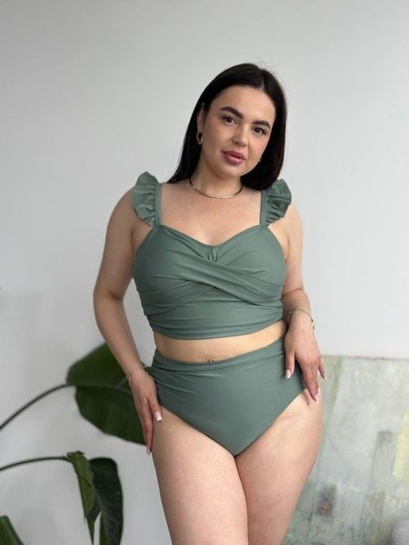 Роздільний оливковий купальник PLUS SIZE з високими трусиками та утяжкою SW3683 фото