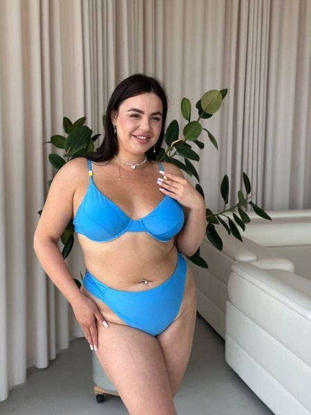 Блакитний купальник PLUS SIZE з чашками та високими плавками SW1492-4XL фото