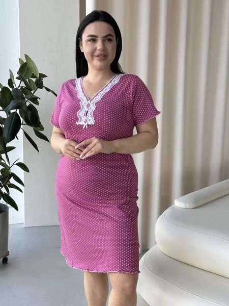 Нічна бавовняна рожева сорочка PLUS SIZE DO2939-2XL фото