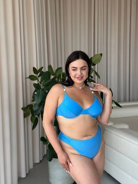 Блакитний купальник PLUS SIZE з чашками та високими плавками SW1492-4XL фото