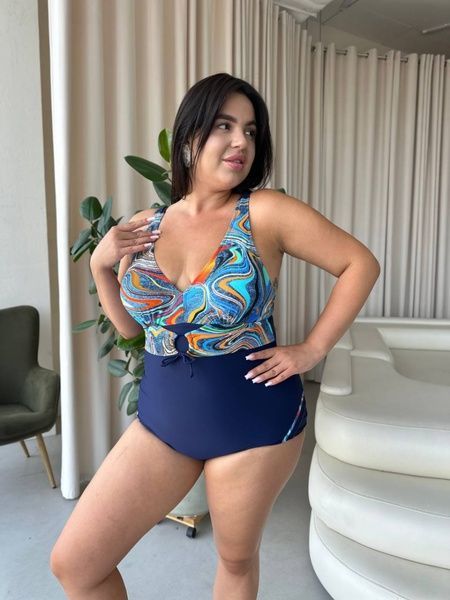 Яскравий суцільний синій купальник PLUS SIZE з утяжкою SW1572/1-XL фото