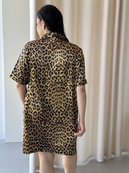 Леопардова шовкова сорочка на ґудзиках PLUS SIZE DO2699-2Xl фото