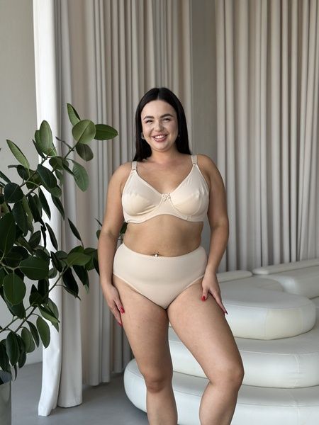 Базовий бежевий комплект білизни PLUS SIZE чашка F DO104(бежевий)-42/95+3XL фото