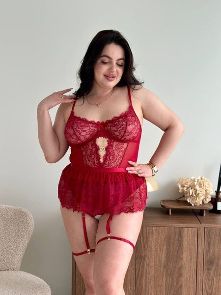 Бордовий комплект білизни PLUS SIZE DO4069/1-2XL фото