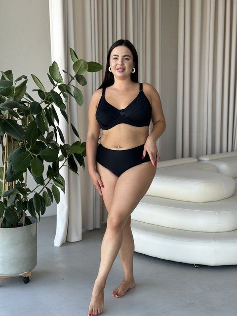 Базовий чорний комплект білизни PLUS SIZE чашка F DO105(чорний)-100F +4XL фото