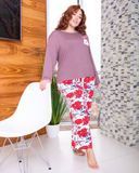 Коричнева піжама з яскравим візерунком PLUS SIZE DO2076-L/XL фото