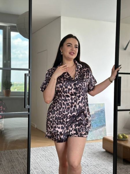 Леопардова піжама PLUS SIZE сорочка з шортами DO3644-4XL фото