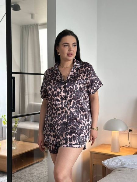 Леопардова піжама PLUS SIZE сорочка з шортами DO3644-4XL фото