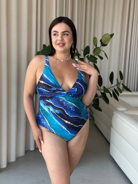 Суцільний купальник PLUS SIZE в мраморному принті з парео SW1552-XL фото